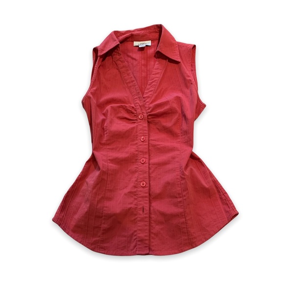 ★ cute vintage red sleeveless blouse ★ - Picture 1 of 4